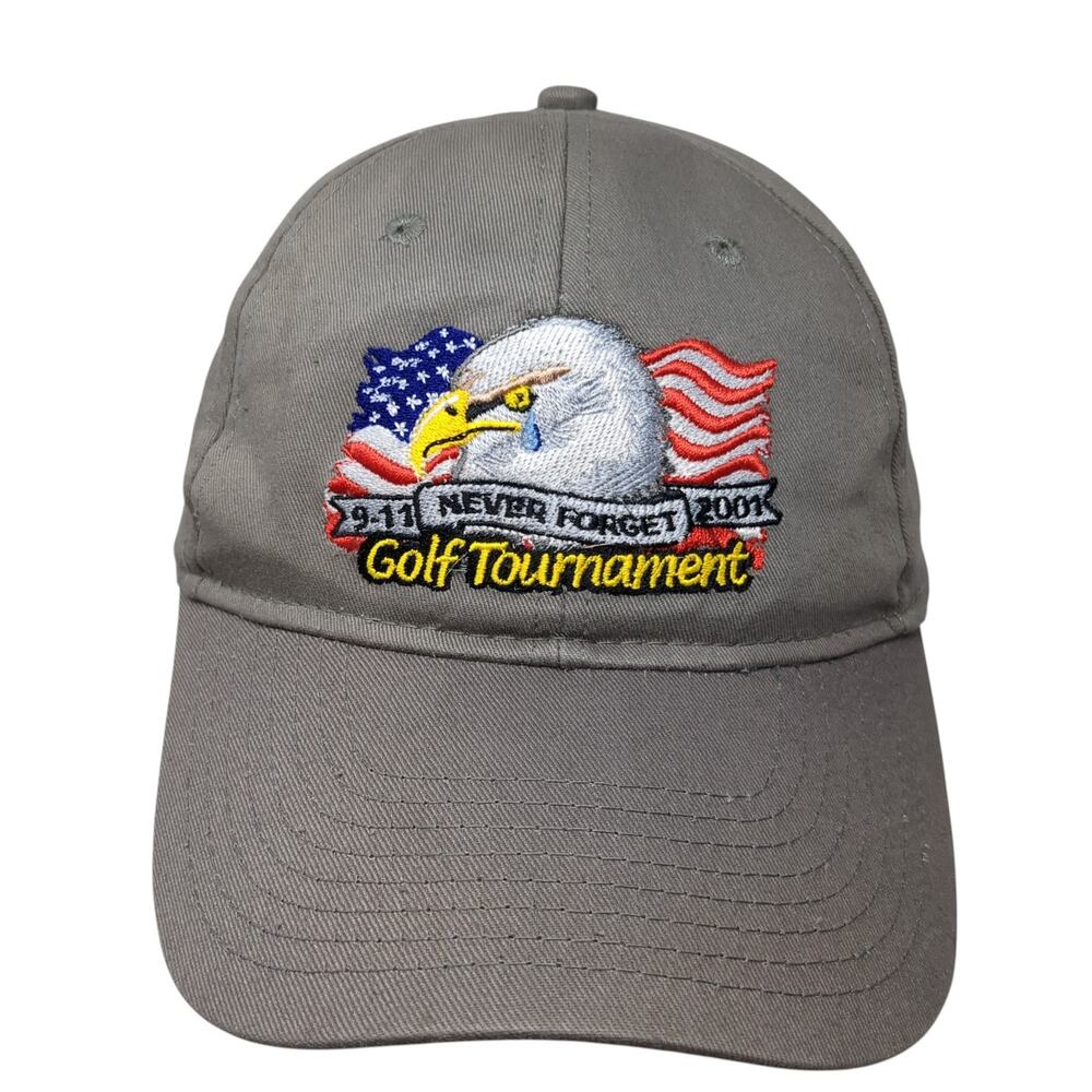 Never Forget Golf Tournament American Flag Baseball Cap Gray OS Imagen Brands
